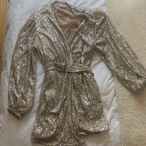 Zara sequin wrap dress